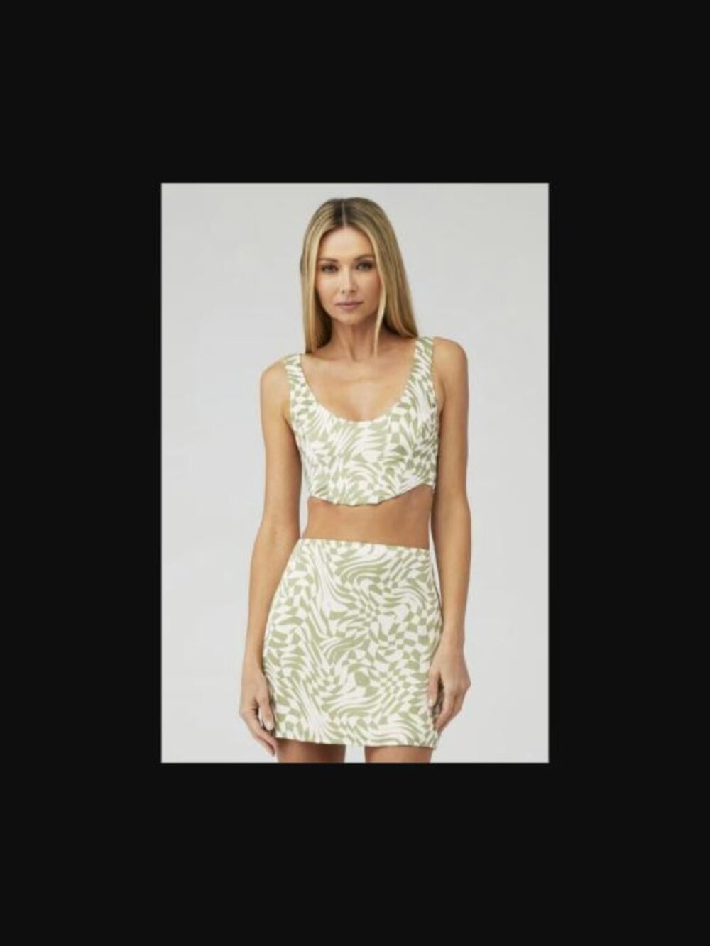 For Love & Lemons Nomi Crop Top Green Swirl Print S